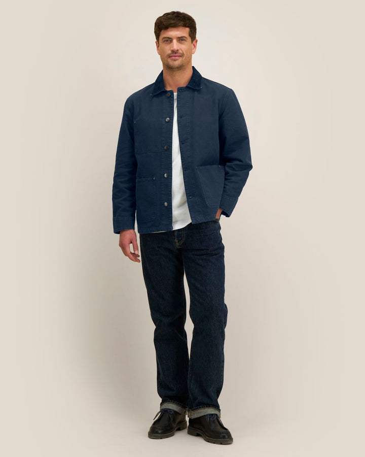 Stanley/Stella Chore Jacket – G.Dyed Navy (C373), mallikuva edestä