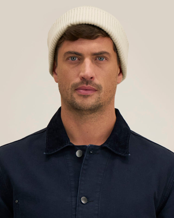Stanley/Stella Fisherman Beanie 2.0 – Natural (C007), mallikuva edestä